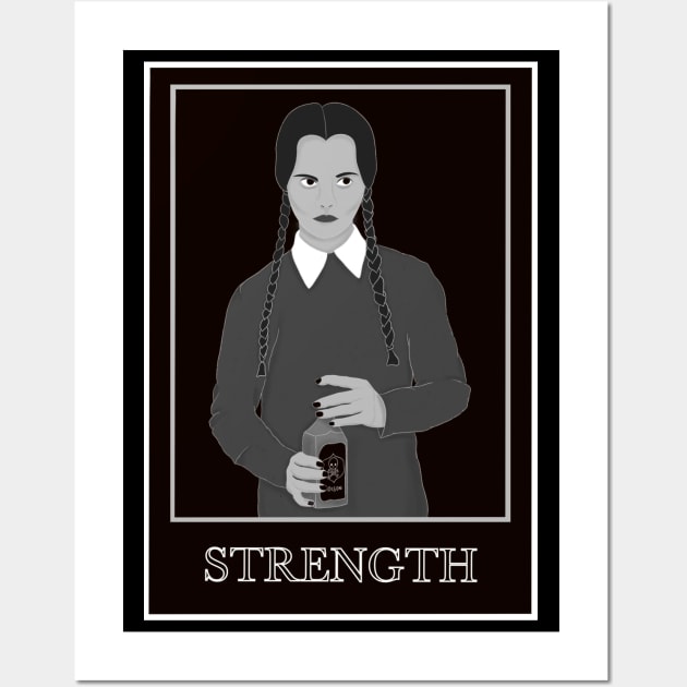 Wednesday Addams - Strength Tarot Card Wall Art by Made By Meg